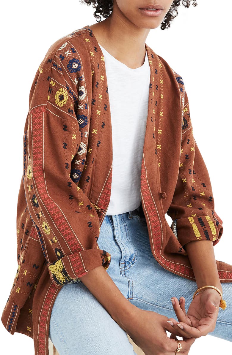 Madewell Kimono Shirttail Jacket, Main, color, 