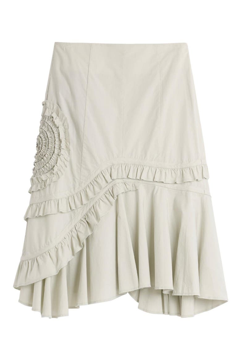 Ruffle Asymmetric Midi Skirt, Alternate, color, OFF WHITE