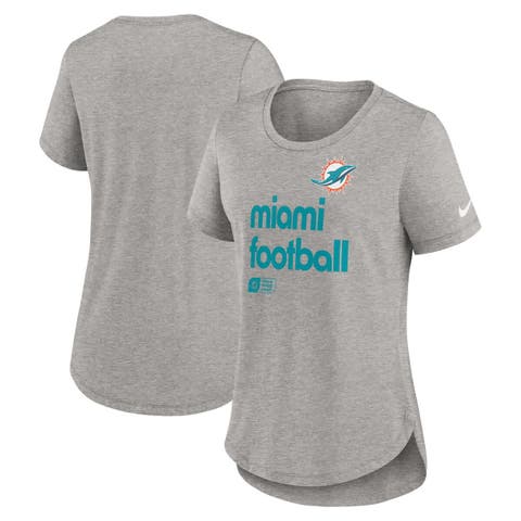 Women's Nike Heather Gray Miami Dolphins Team Shout-Out Tri-Blend T-Shirt