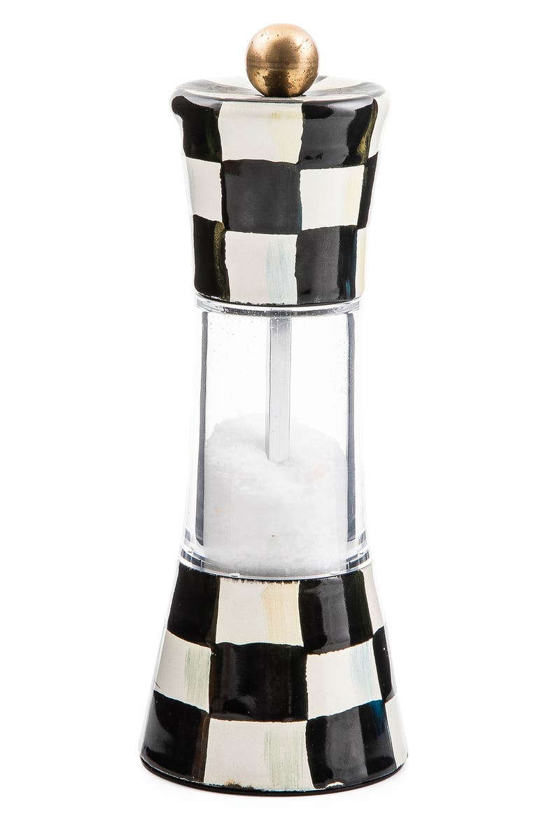 Courtly Check Enameled Steel Grinder, Main, color, BLACK/ WHITE