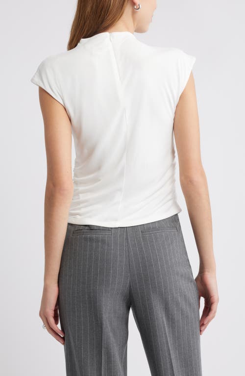 Open Edit Funnel Neck Cap Sleeve Top In Ivory Cloud
