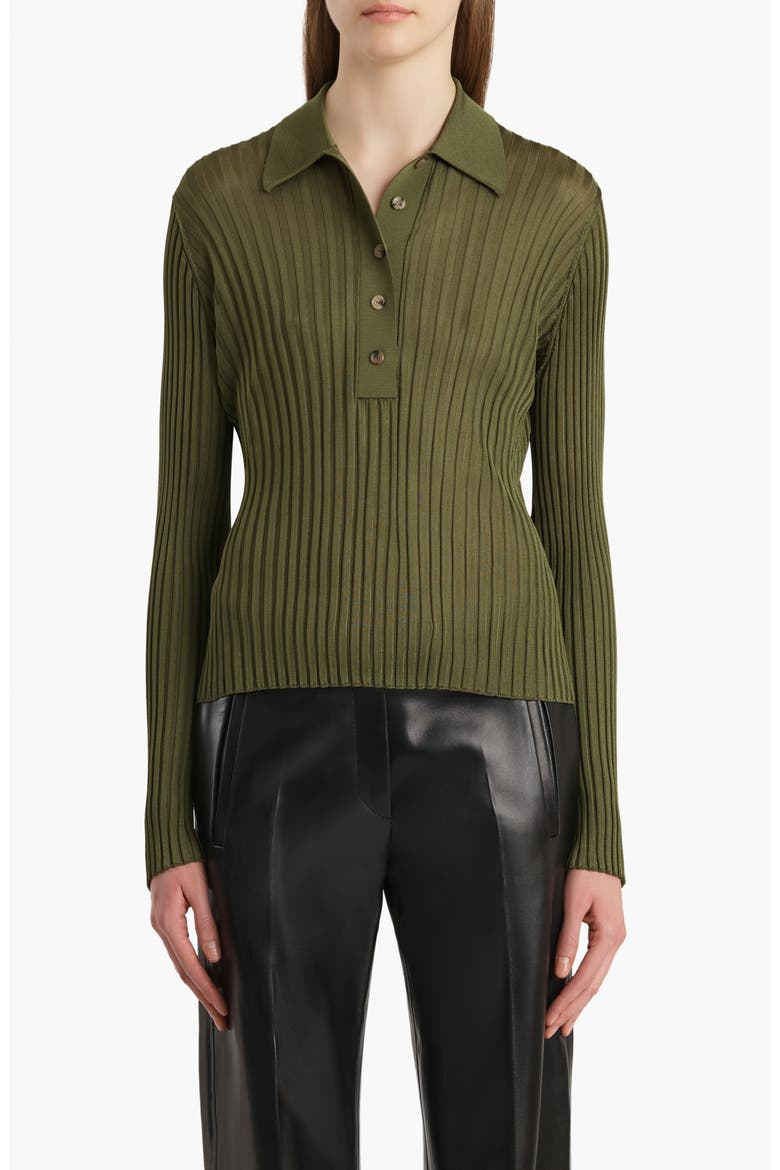 Vin Rib Polo Sweater, Main, color, OLIVE