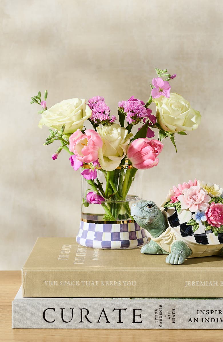 MACKENZIE CHILDS Violet Check Set of 2 Tumbler Glasses, Alternate, color, Violet