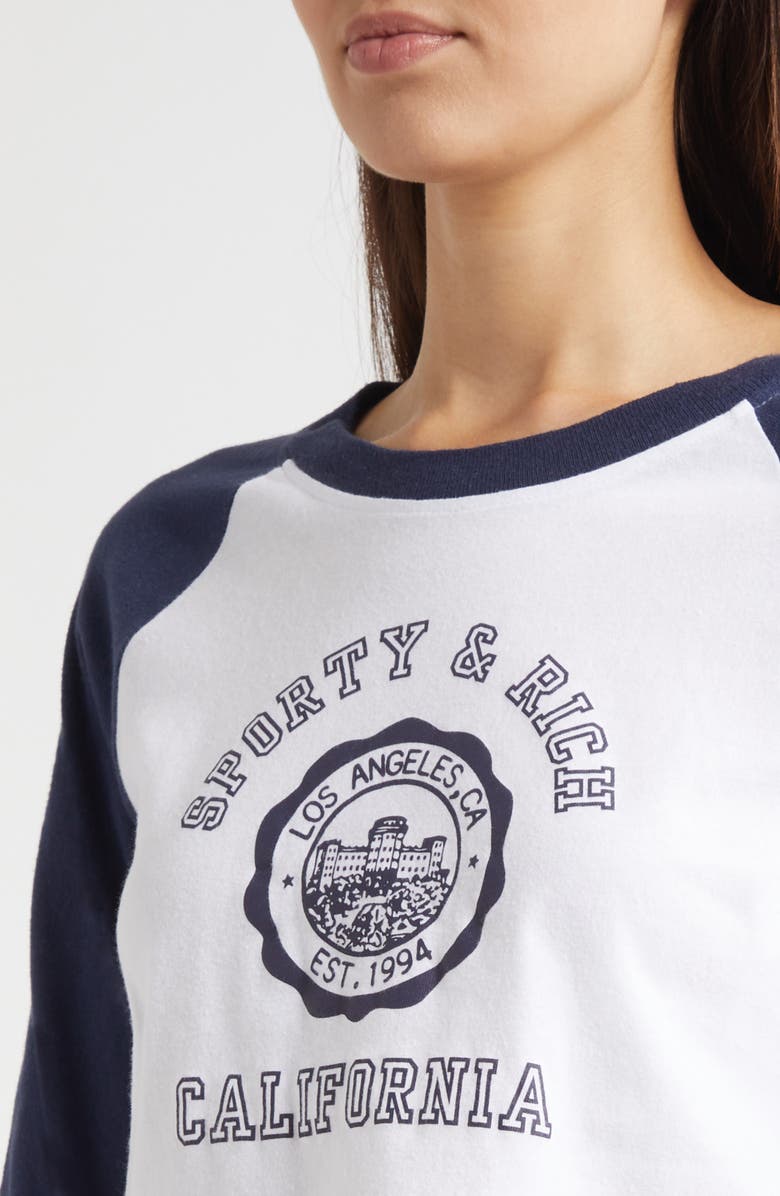 Sporty & Rich California Emblem Graphic Baseball T-Shirt, Alternate, color, White/ Dark Navy