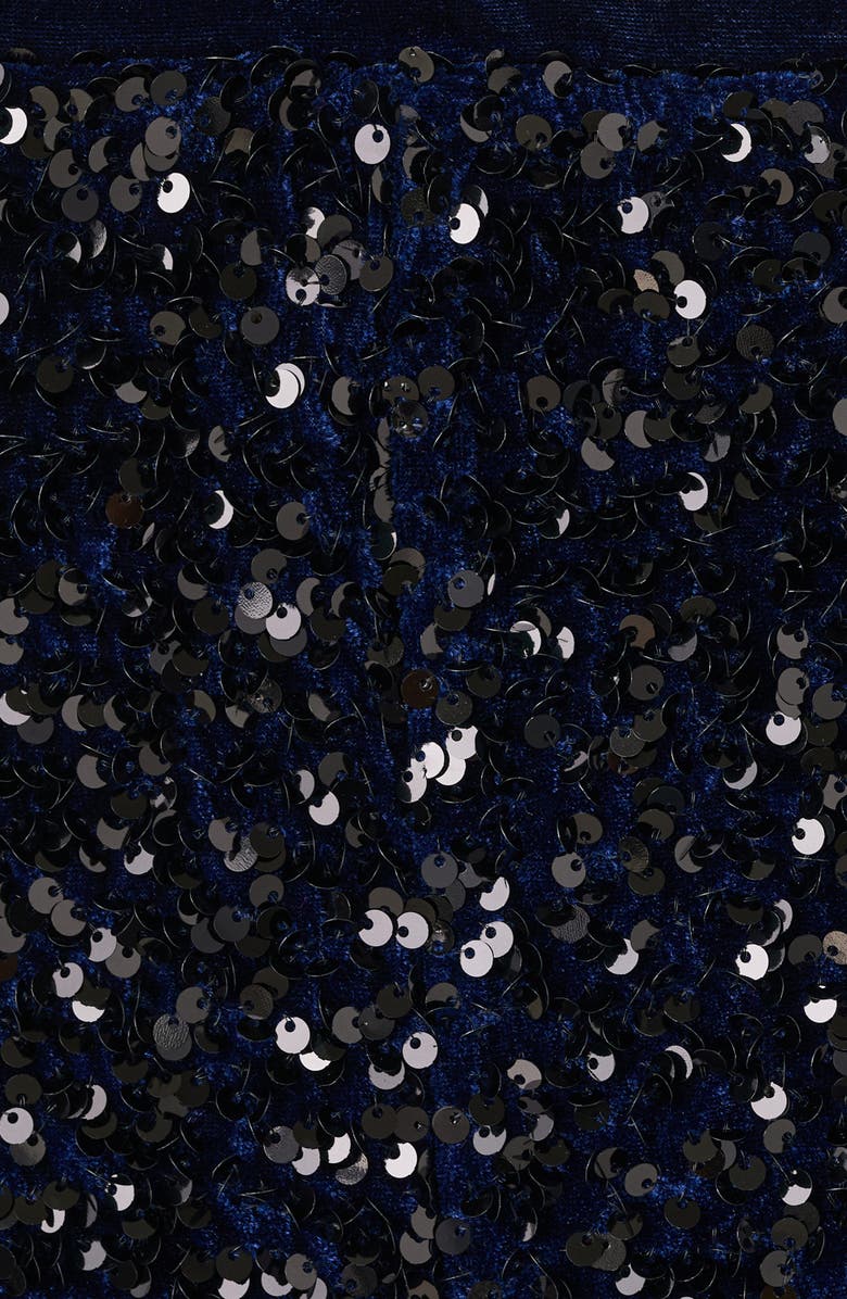 MANGO Velvet Sequin Shorts, Alternate, color, Navy