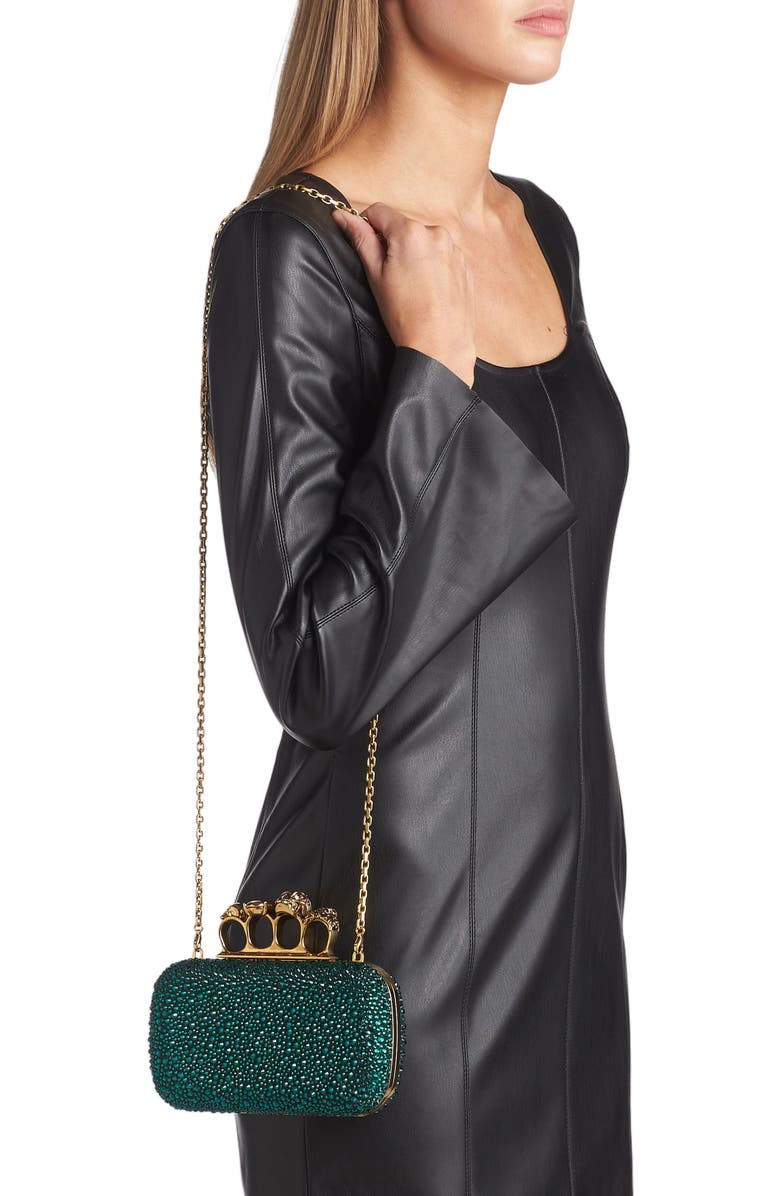 McQueen Crystal Embellished Jeweled Clutch, Alternate, color,