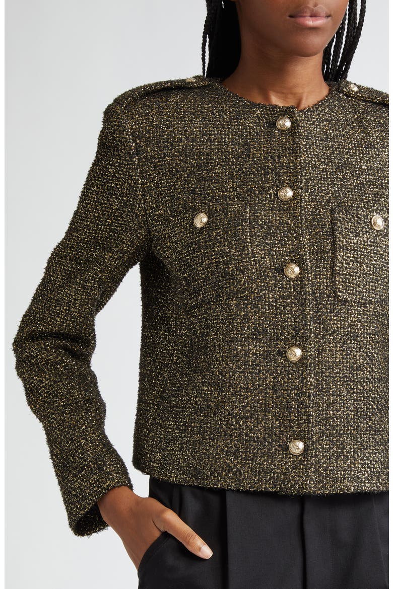 Wynee Metallic Knit Jacket, Alternate, color, GOLD
