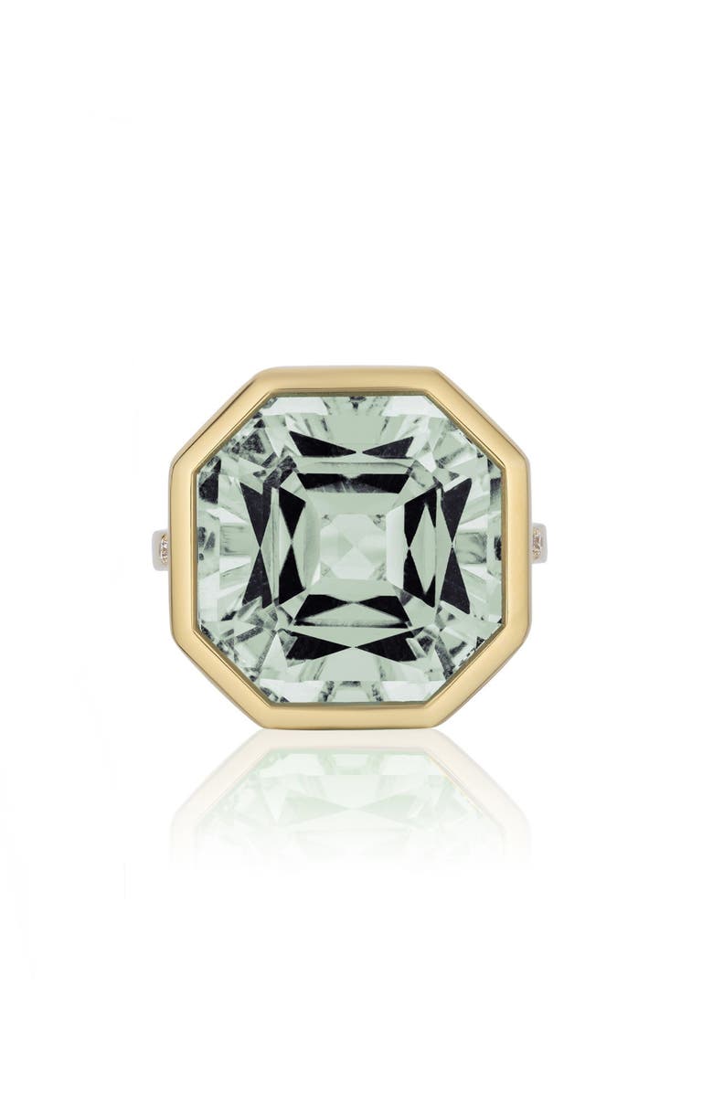 GOSHWARA Gossip Octagon Cut Stone & Pavé Diamond Ring, Main, color, Translucent Green