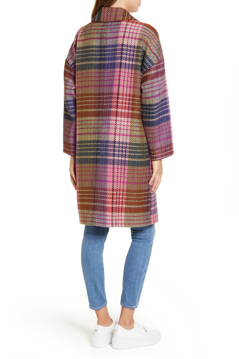 Plaid Tweed Coat, Alternate, color, PINK MULTI JUMBO TWEED