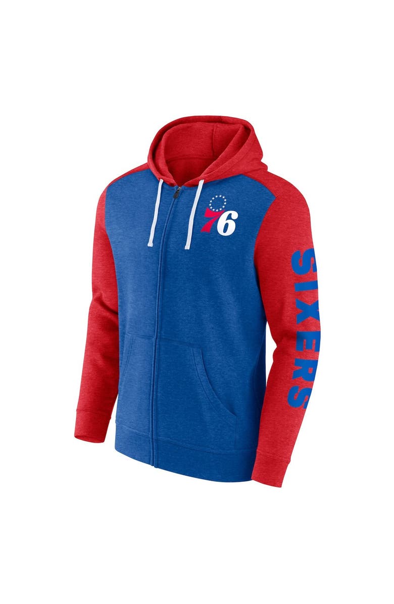 FANATICS Men's Fanatics Royal/Red Philadelphia 76ers Big & Tall Down and Distance Full-Zip Hoodie, Alternate, color, Royal