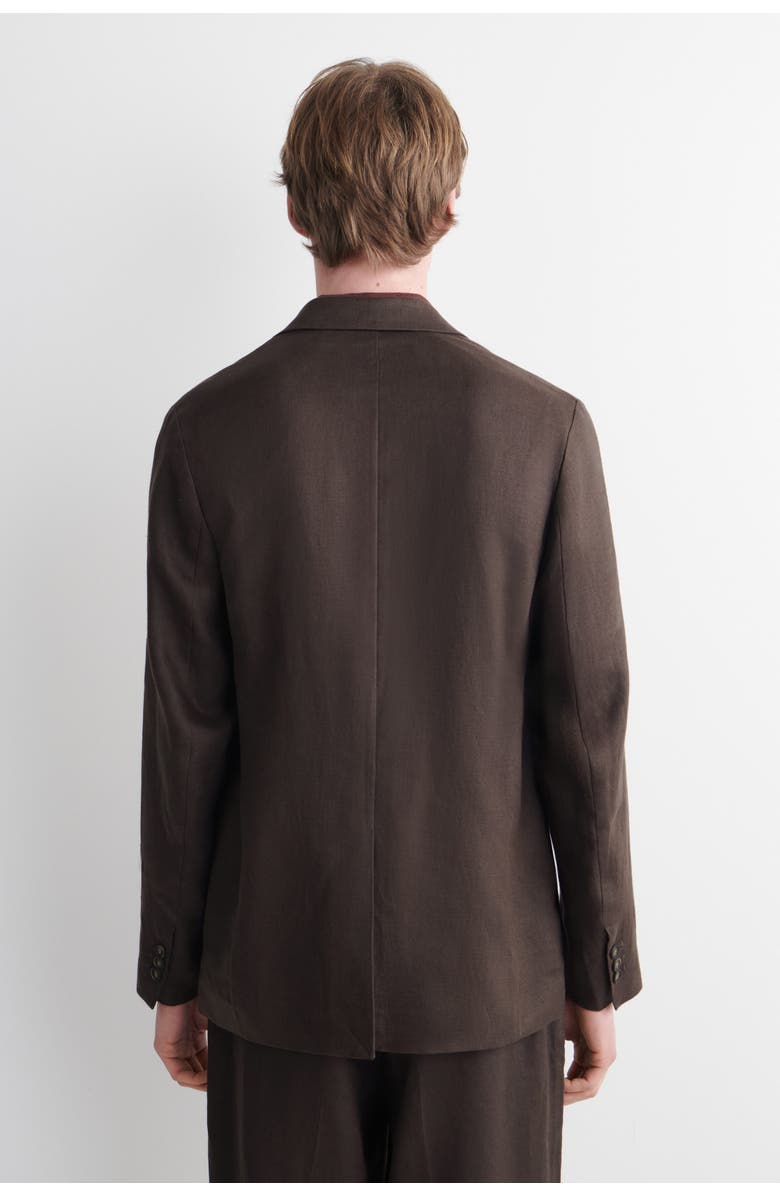 COS Single-breasted Linen Blazer, Alternate, color, Dark Brown