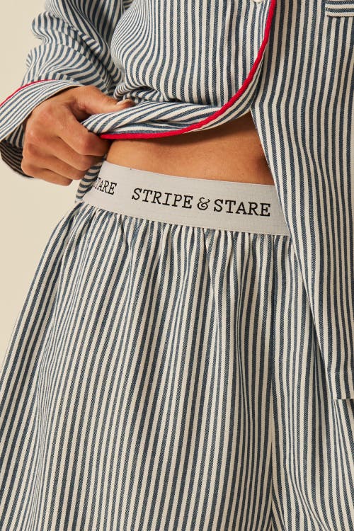 Stripe & Stare Ecovero Pyjama Shorts In Blue