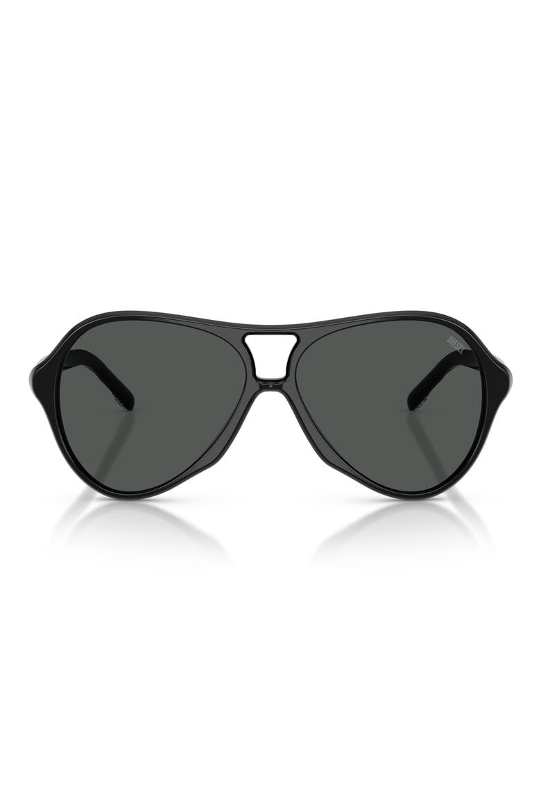 57mm Pilot Sunglasses, Main, color, SOLID BLACK / SOLID BLACK