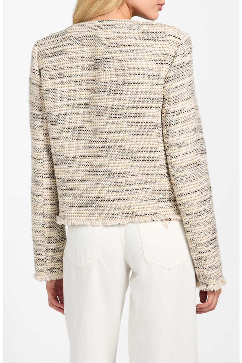Sutton Fringe Detail Tweed Jacket, Alternate, color, BEIGE
