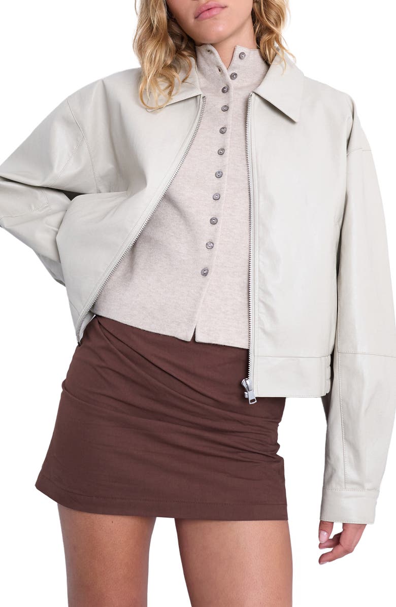 Topshop Oversize Faux Leather Jacket, Main, color, Cream