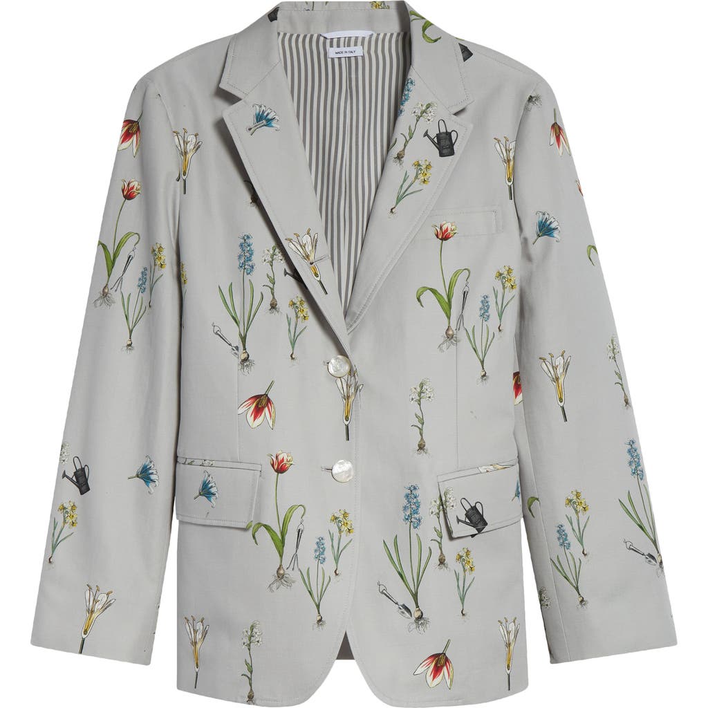 THOM BROWNE THOM BROWNE FIT 1 BOTANICAL PRINT COTTON & LINEN BLAZER