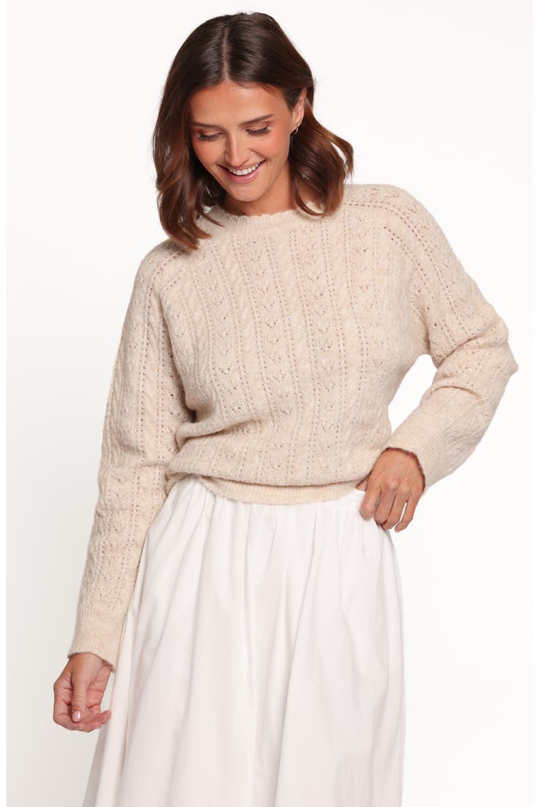 Reece Pointelle Sweater, Alternate, color, SAND