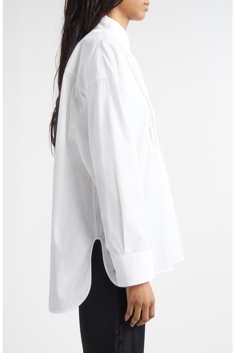 Pintuck Bib Oversize Button-Up Shirt, Alternate, color, WHITE