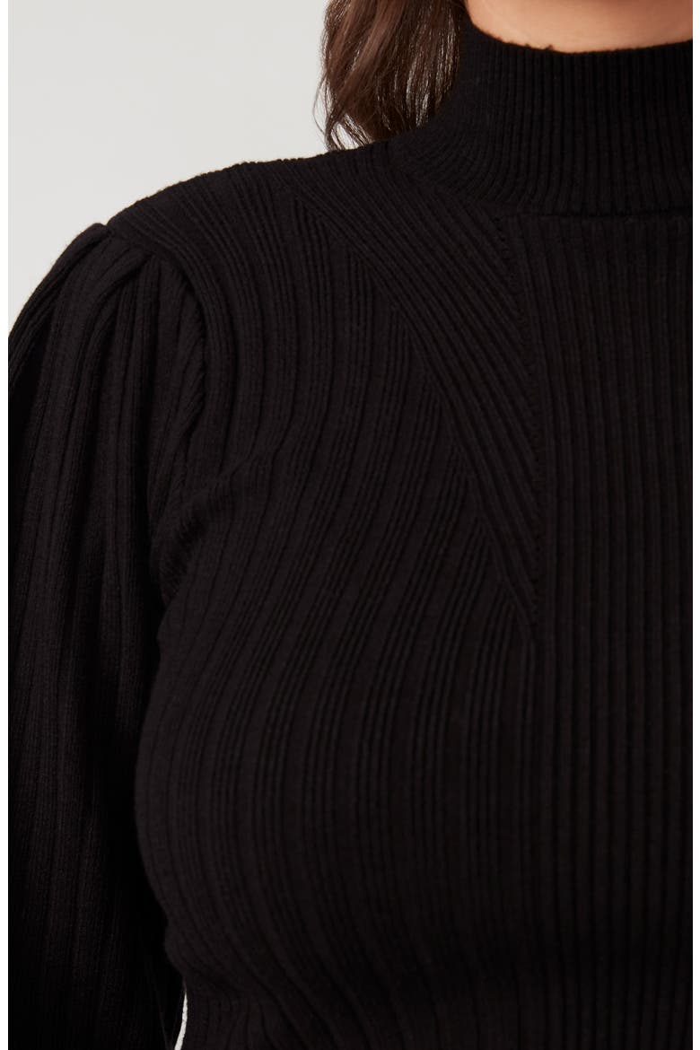 Rae Rib Mock Neck Sweater, Alternate, color, BLACK