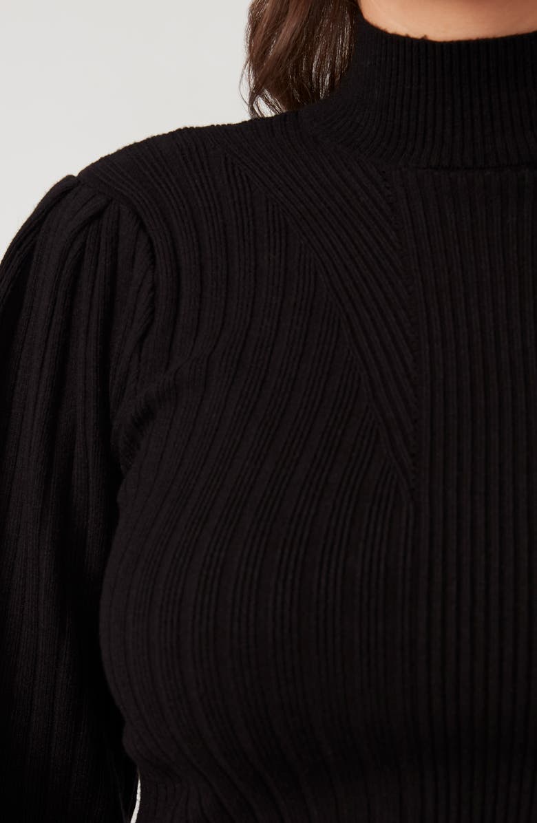 Estelle Rae Rib Mock Neck Sweater, Alternate, color, Black