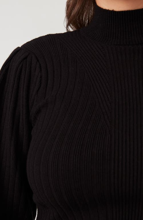 Estelle Rae Rib Mock Neck Sweater In Black