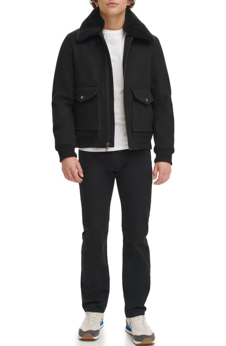 Tommy Hilfiger Fleece Collared Jacket, Alternate, color, Black