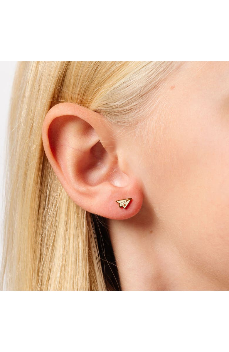 Pip Pop Paper Airplane Stud Earrings, Alternate, color, White