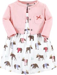 Hudson Baby Cotton Dress and Cardigan Set