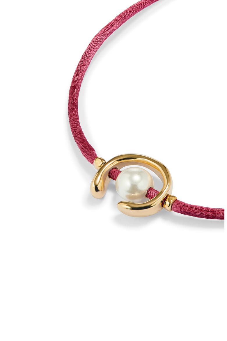 18K gold-plated mauve thread bracelet with shell pearl accessory, Alternate, color, Gold