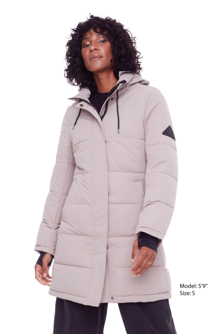 AULAVIK - Vegan Down Mid-length Hooded Parka Coat, Alternate, color, LIGHT TAUPE