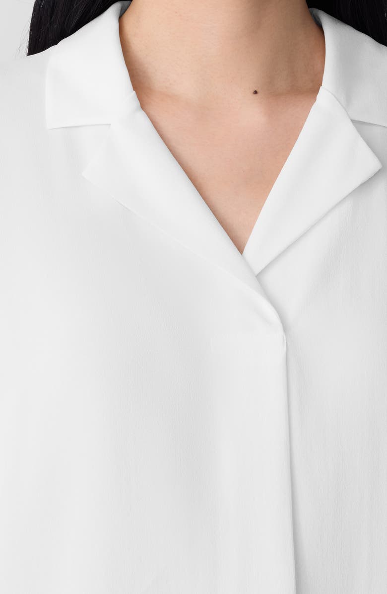 Eileen Fisher Notched Collar Silk Top, Alternate, color, Ivory