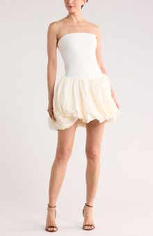 Simkhai Pollie Strapless Bubble Hem Linen Blend Minidress