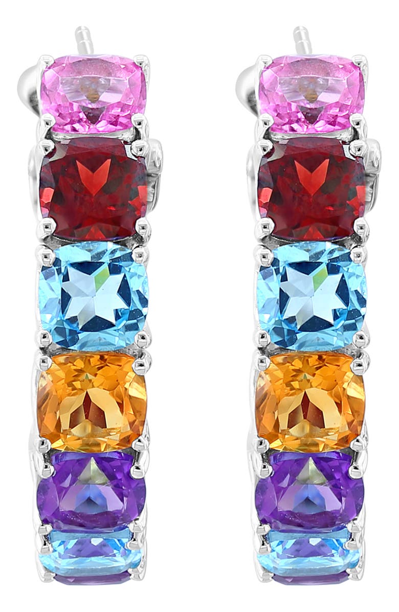 EFFY Sterling Silver Semiprecious Stone Inside Out Hoop Earrings, Alternate, color, 