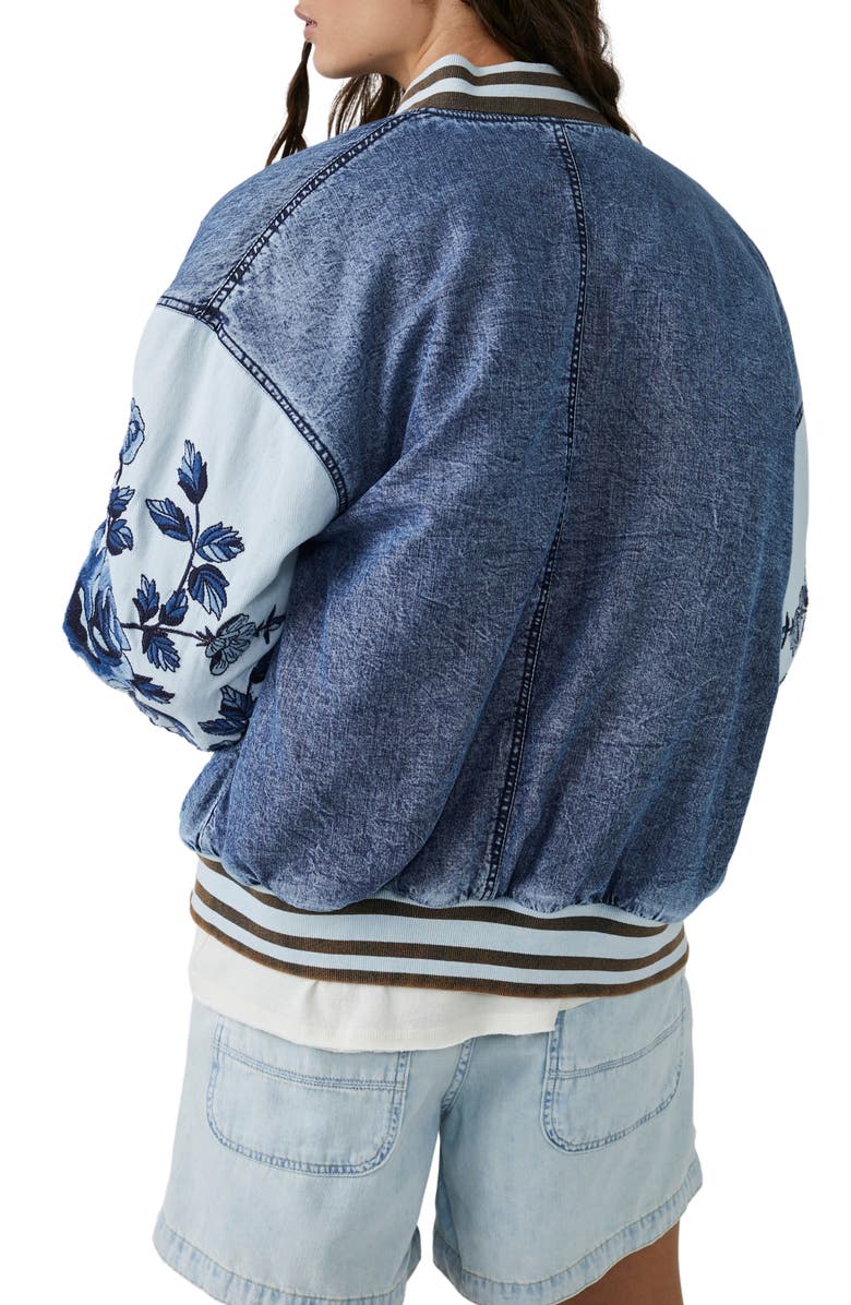 Free People Team Spirit Denim Jacket, Alternate, color, Stone Blue