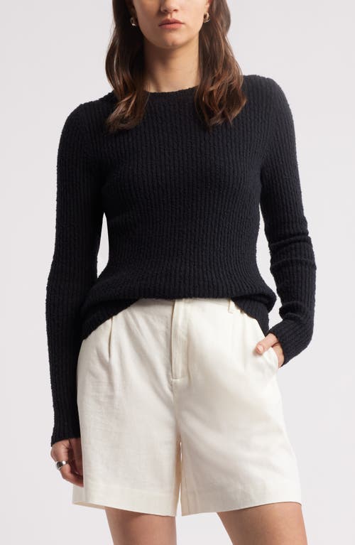 Nordstrom Textured Slim Crewneck Sweater In Black