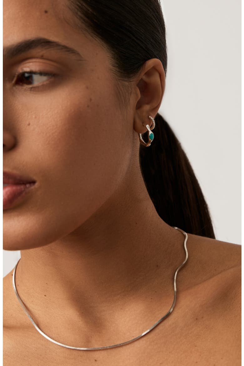 Small Magma Hoop Earrings, Alternate, color, SILVER/ AMAZONITE