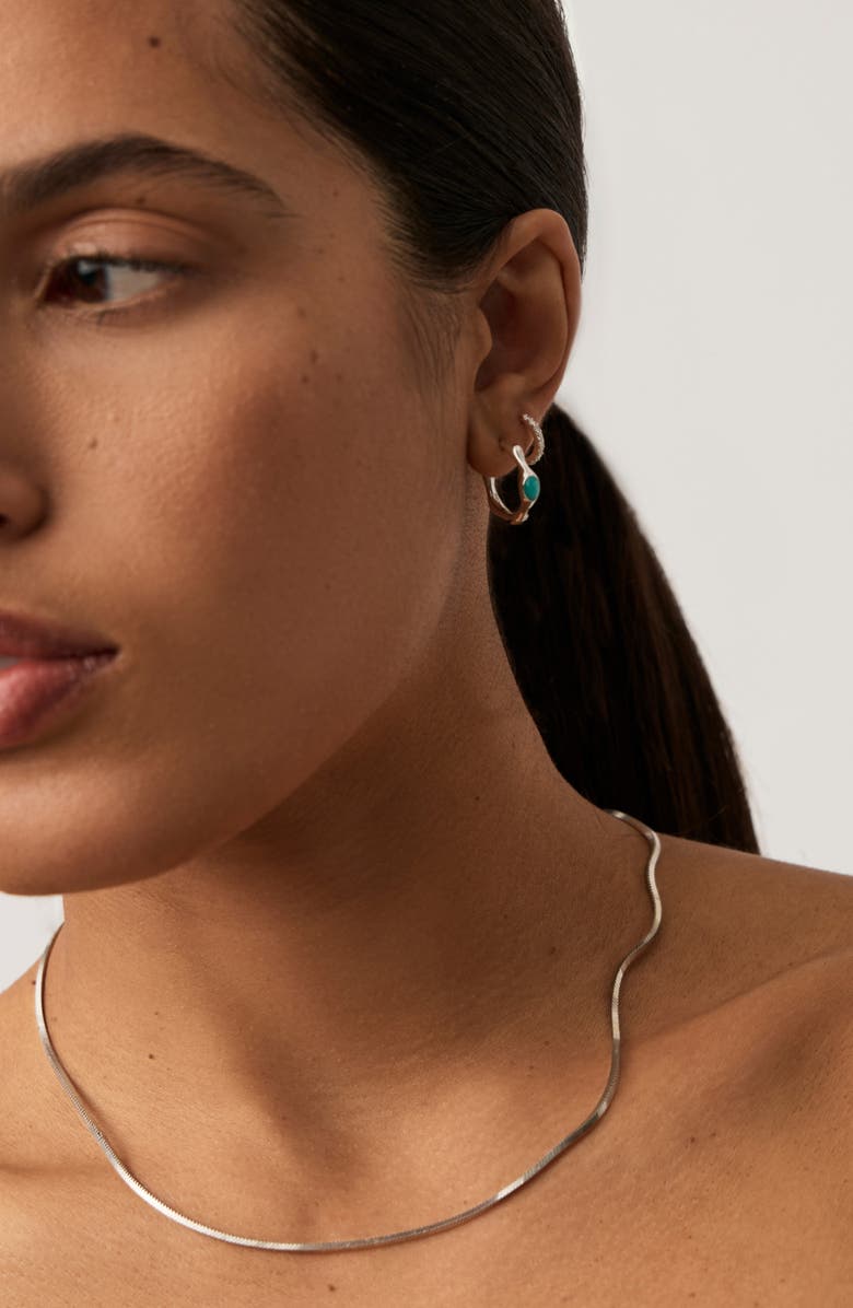 Missoma Small Magma Hoop Earrings, Alternate, color, Silver/ Amazonite