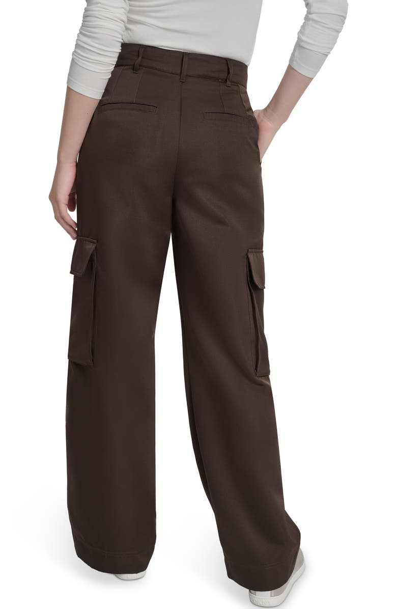 DKNY Jeans High Waist Wide Leg Cargo Pants, Alternate, color, Espresso