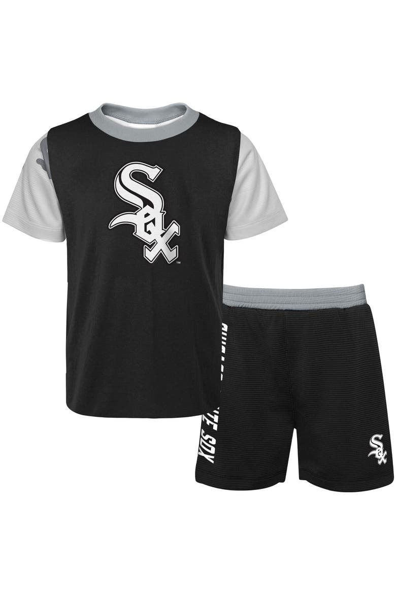 Newborn & Infant Black Chicago White Sox Pinch Hitter T-Shirt & Shorts Set, Alternate, color, Black