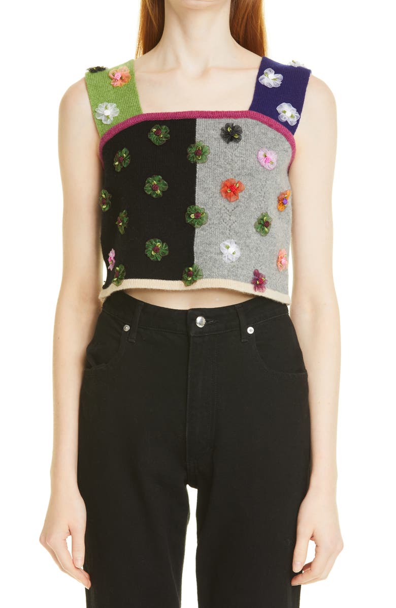 YanYan Checked Knit Crop Top, Main, color,