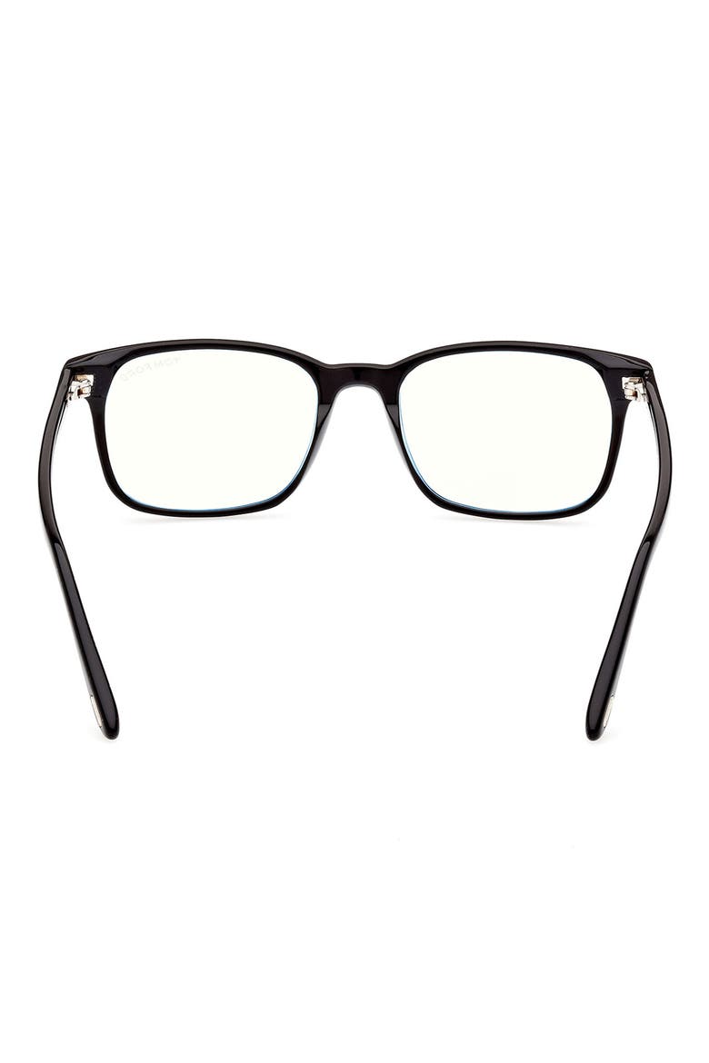 55mm Rectangular Blue Light Blocking Glasses, Alternate, color, SHINY BLACK