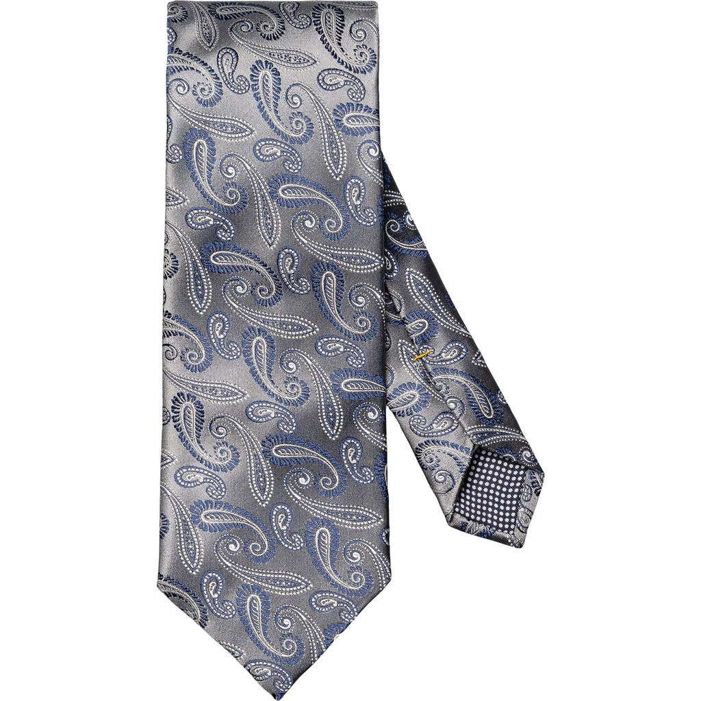 Eton Grey Paisley Silk Jacquard Tie In Gray