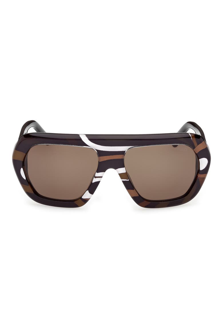 58mm Square Sunglasses, Main, color, BLACK / MARMO KAKHI / OLIVE
