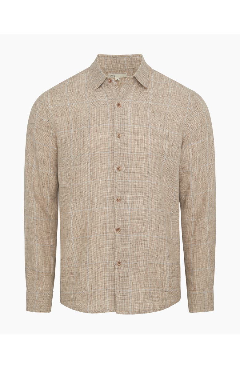 Onia Linen Long Sleeve Shirt, Alternate, color, Brown Multi