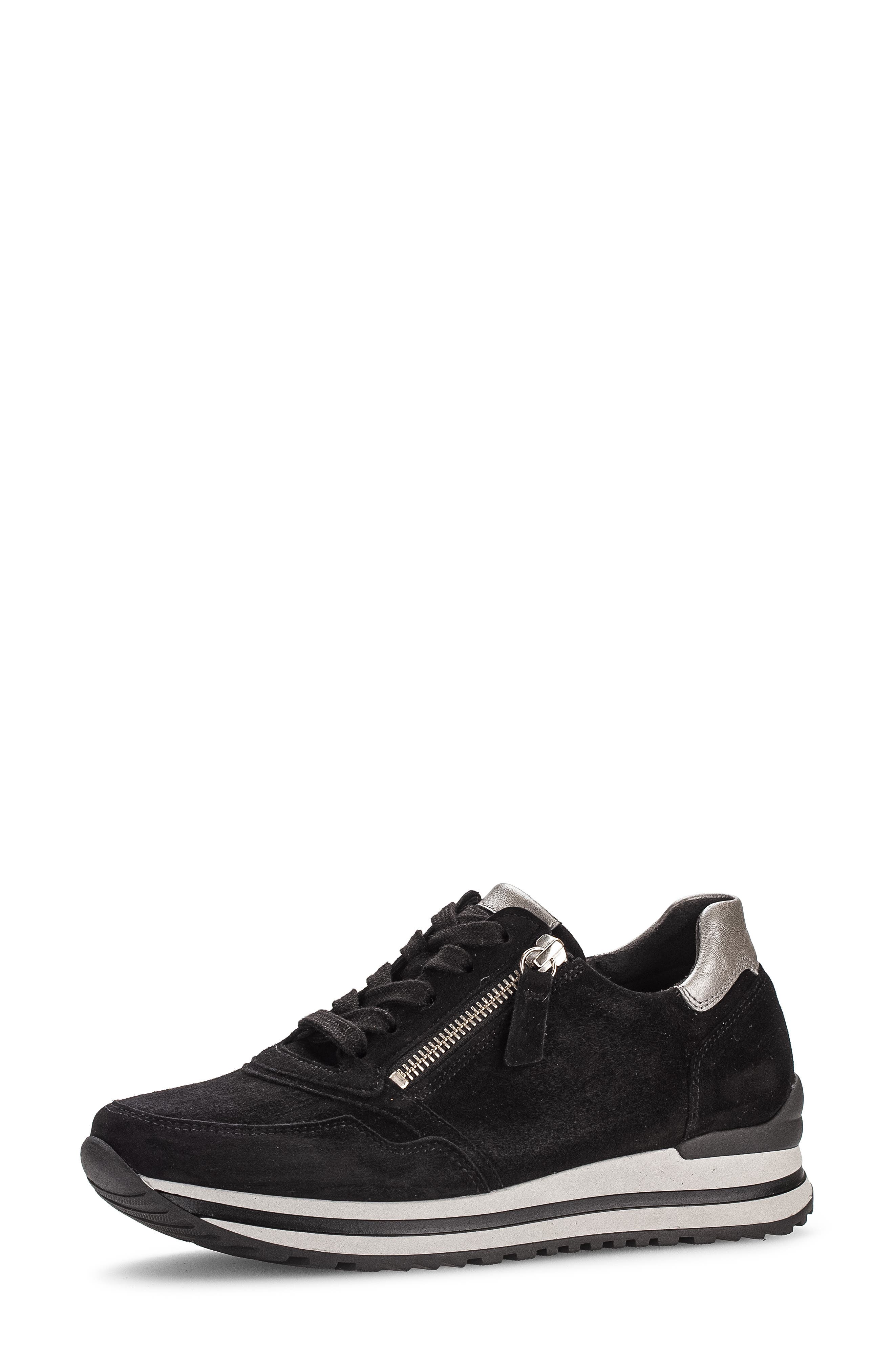 Gabor Zip Sneaker, Main, color, Black
