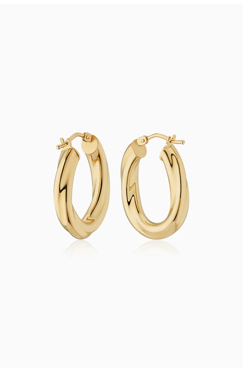 Oradina 18K Yellow Gold Goddess Small Oval Hoops, Main, color, 