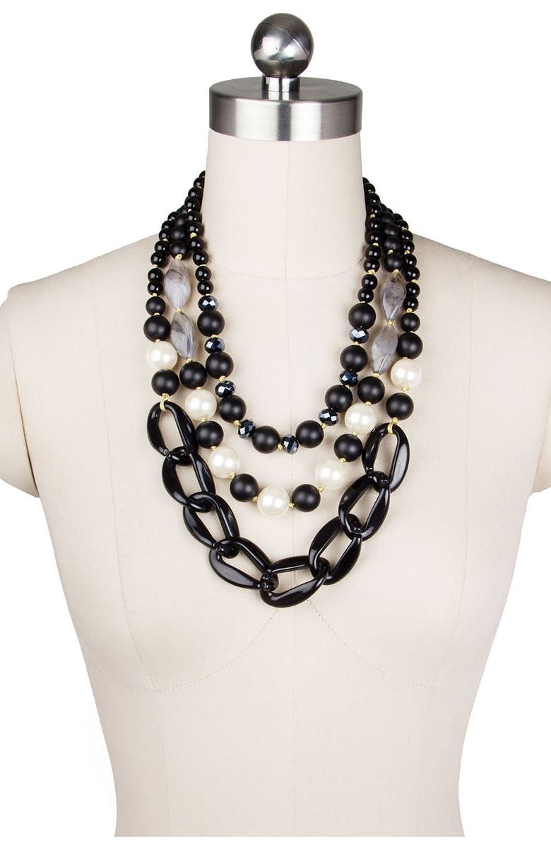 SAACHI Betty Freshwater Pearl Beaded Multistrand Necklace, Main, color, Black