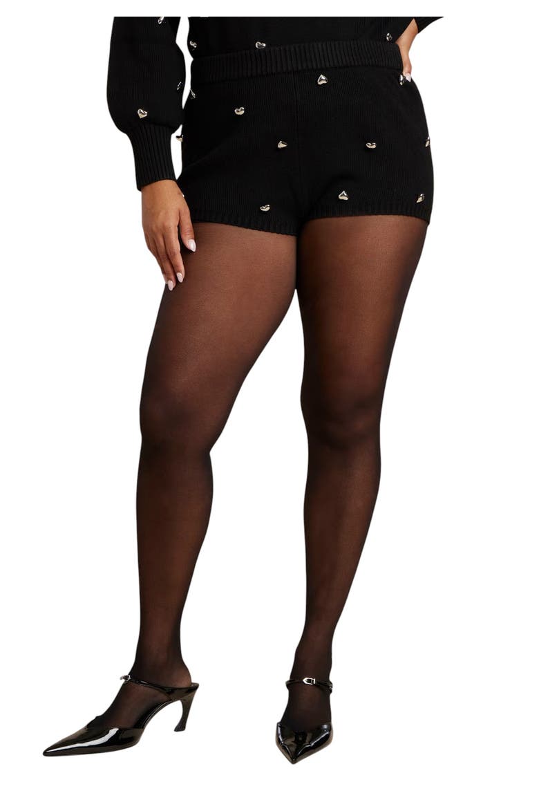 Heart Stud Sweater Hot Short, Main, color, BLACK ONYX