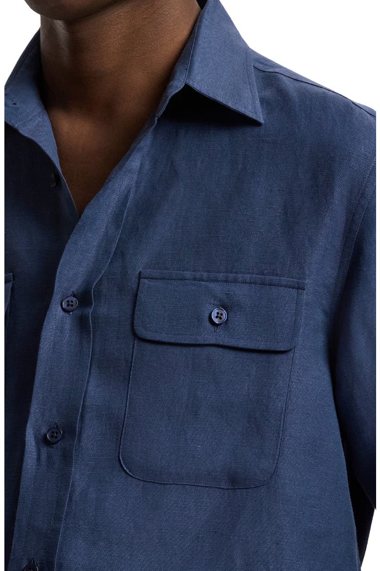 Silk & Linen Button-Up Shirt, Alternate, color, BLUE