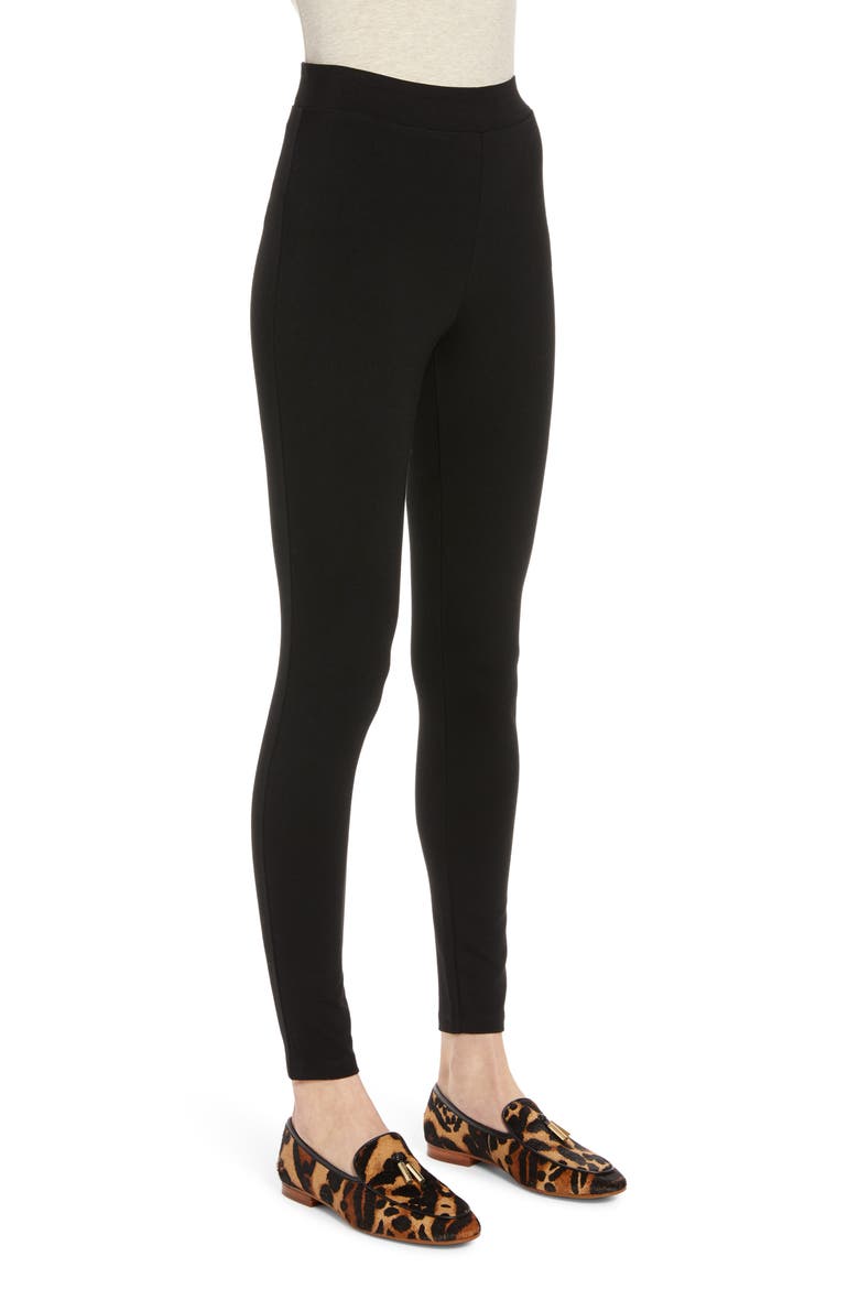High Waist Ponte Leggings, Alternate, color, BLACK